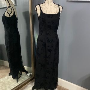 City Long, Black Dress with Floral Accents